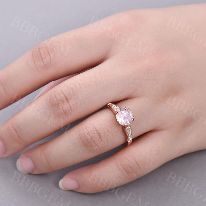 pink stones for ring-bbbgem rose quartz ring