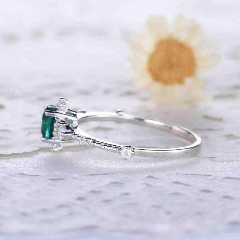 White Gold Emerald Ring-BBBGEM Emerald Engagement Rings