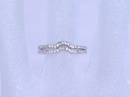 Diamond ring set diamond wedding band curved matching band 14k white gold ring half eternity ring 0.15ct natural SI-H diamonds pave set