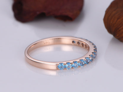 Topaz ring topaz wedding band natural blue gem stone ring engagement ring 14k rose gold stacking ring matching band bridal ring promise ring