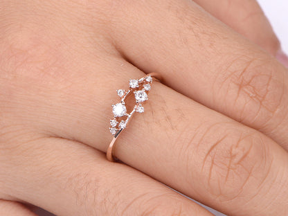 Diamond ring diamond engagement ring wedding band sakua design gemstone matching band solid 14k rose gold promise ring annivarsary ring