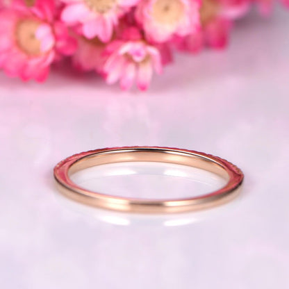 Diamond wedding band half eternity diamond matching band 14k rose gold stacking ring petite ring natural gemstone SI clarity H color