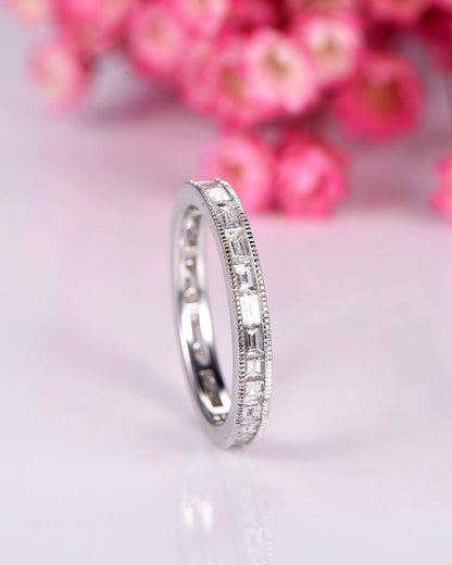 Diamond wedding band diamond ring full eternity ring 14k white gold engagement ring stacking matching band natural gemstone custom jewelry