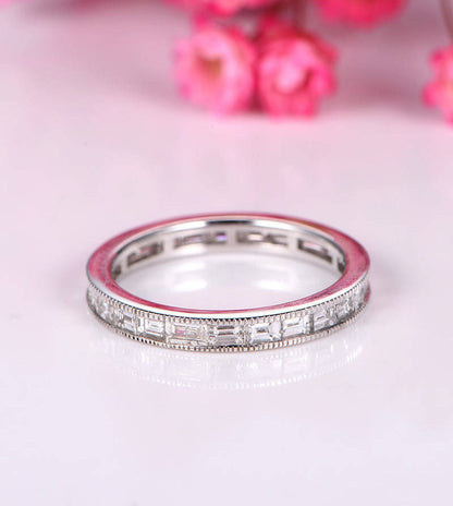 Diamond wedding band diamond ring full eternity ring 14k white gold engagement ring stacking matching band natural gemstone custom jewelry