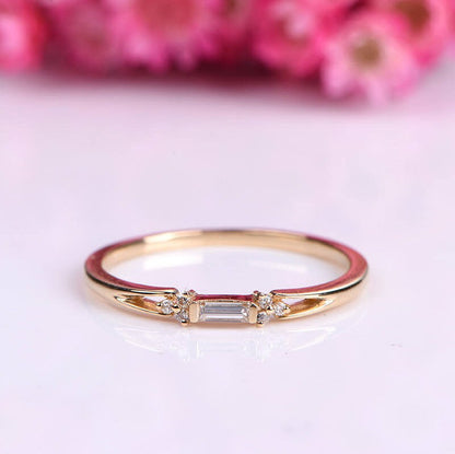 Natural diamond ring diamond engagement ring wedding band stacking matching band solid 14k rose gold custom ring men's wedding ring