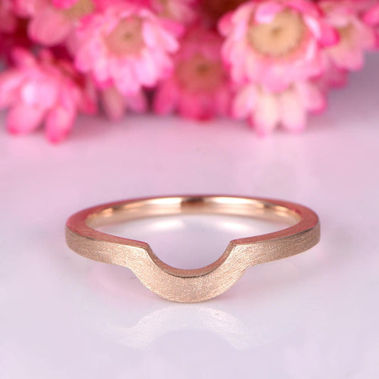 Filigree wedding band solid 14k rose gold curved plain gold band stacking ring men ring anniversary custom jewelry 14k/18k available