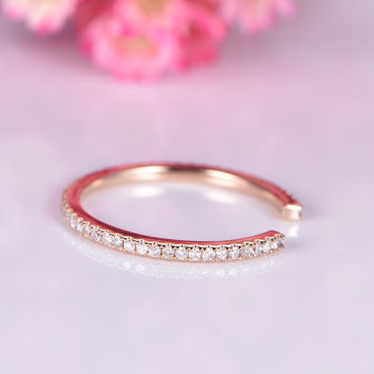 Open diamond wedding band 14k rose gold diamond stacking matching band 5mm gap ring custom ring SI clarity natural stone pave ring eternity