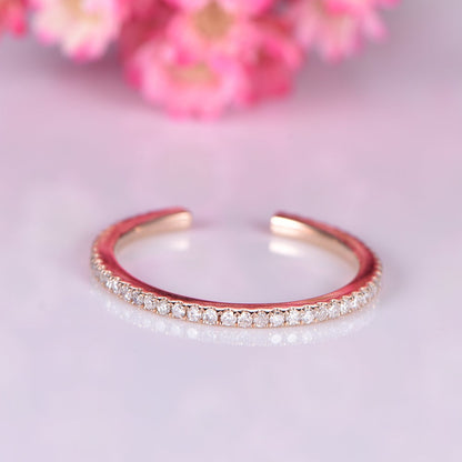 Open diamond wedding band 14k rose gold diamond stacking matching band 5mm gap ring custom ring SI clarity natural stone pave ring eternity