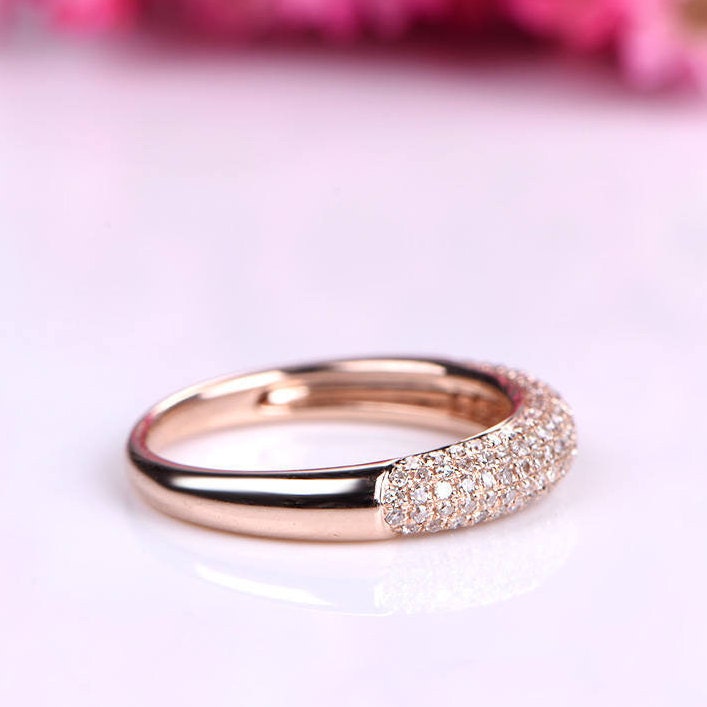 Elegant diamond engagement ring diamond wedding band 14k rose gold anniversary ring promise ring Christmas Gift for her custom ring pave set