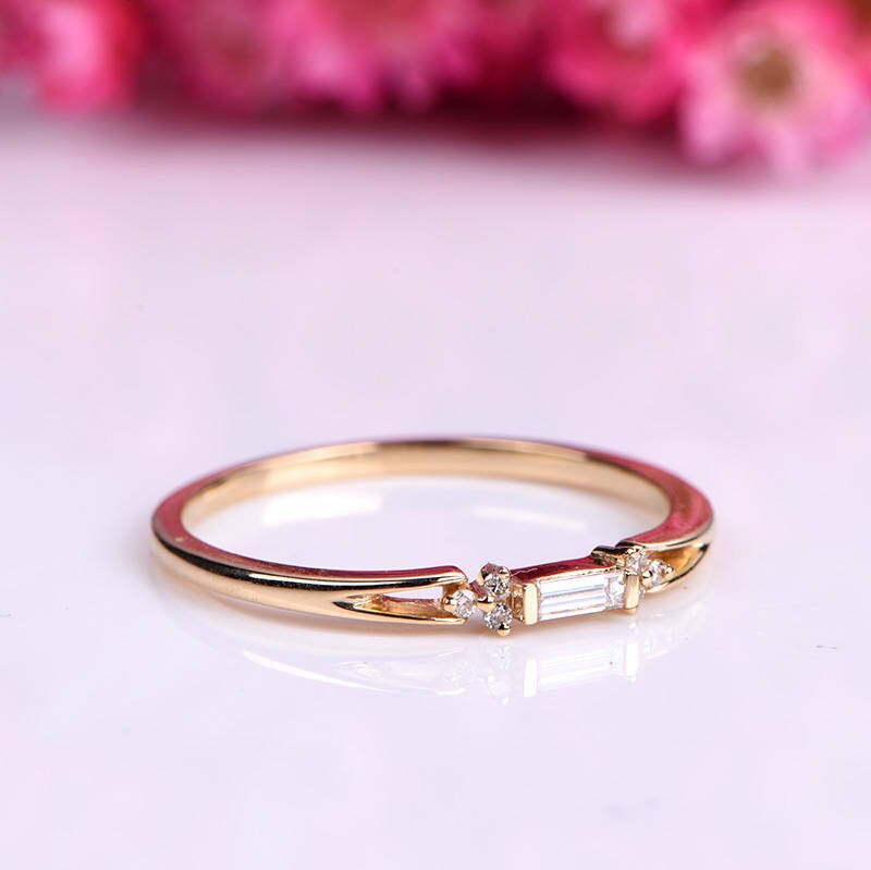 Natural diamond ring diamond engagement ring wedding band stacking matching band solid 14k rose gold custom ring men's wedding ring