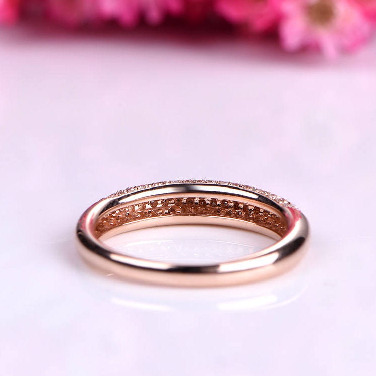 Elegant diamond engagement ring diamond wedding band 14k rose gold anniversary ring promise ring Christmas Gift for her custom ring pave set