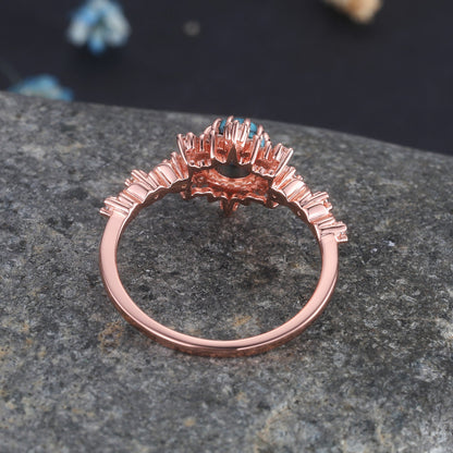 Turquoise Ring Rose Gold Engagement Ring For Women Diamond Moissanite Promise Wedding Ring December Birthstone Anniversary Gift For Her