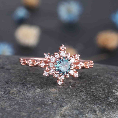 Turquoise Ring Rose Gold Engagement Ring For Women Diamond Moissanite Promise Wedding Ring December Birthstone Anniversary Gift For Her