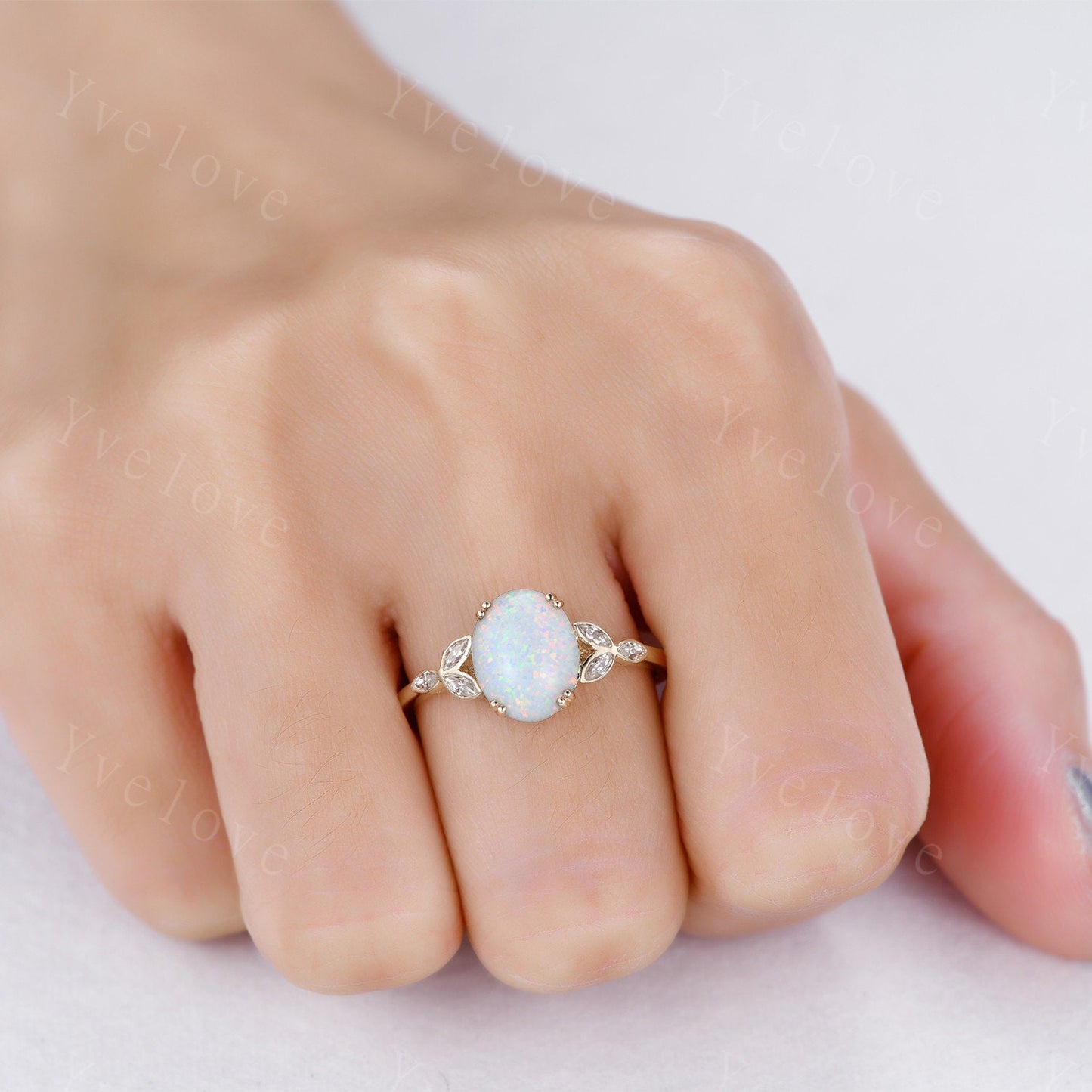 Oval-Cut Opal Stackable Ring