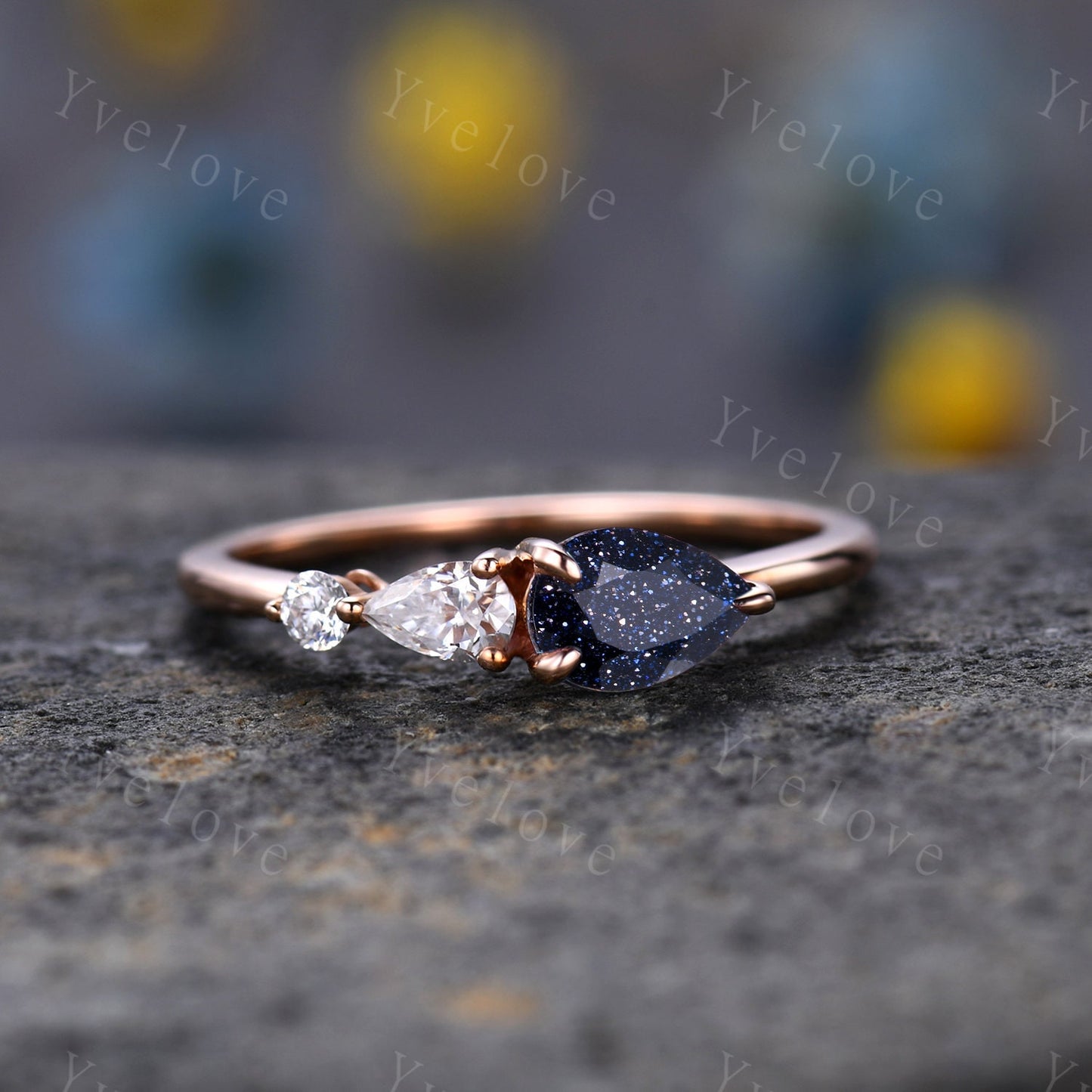 Vintage Red Garnet Engagement Ring,Pear Cut Gems,Art Deco Moissanite Wedding Band,3 Stone Unique Women Bridal Promise Ring,Rose gold ring