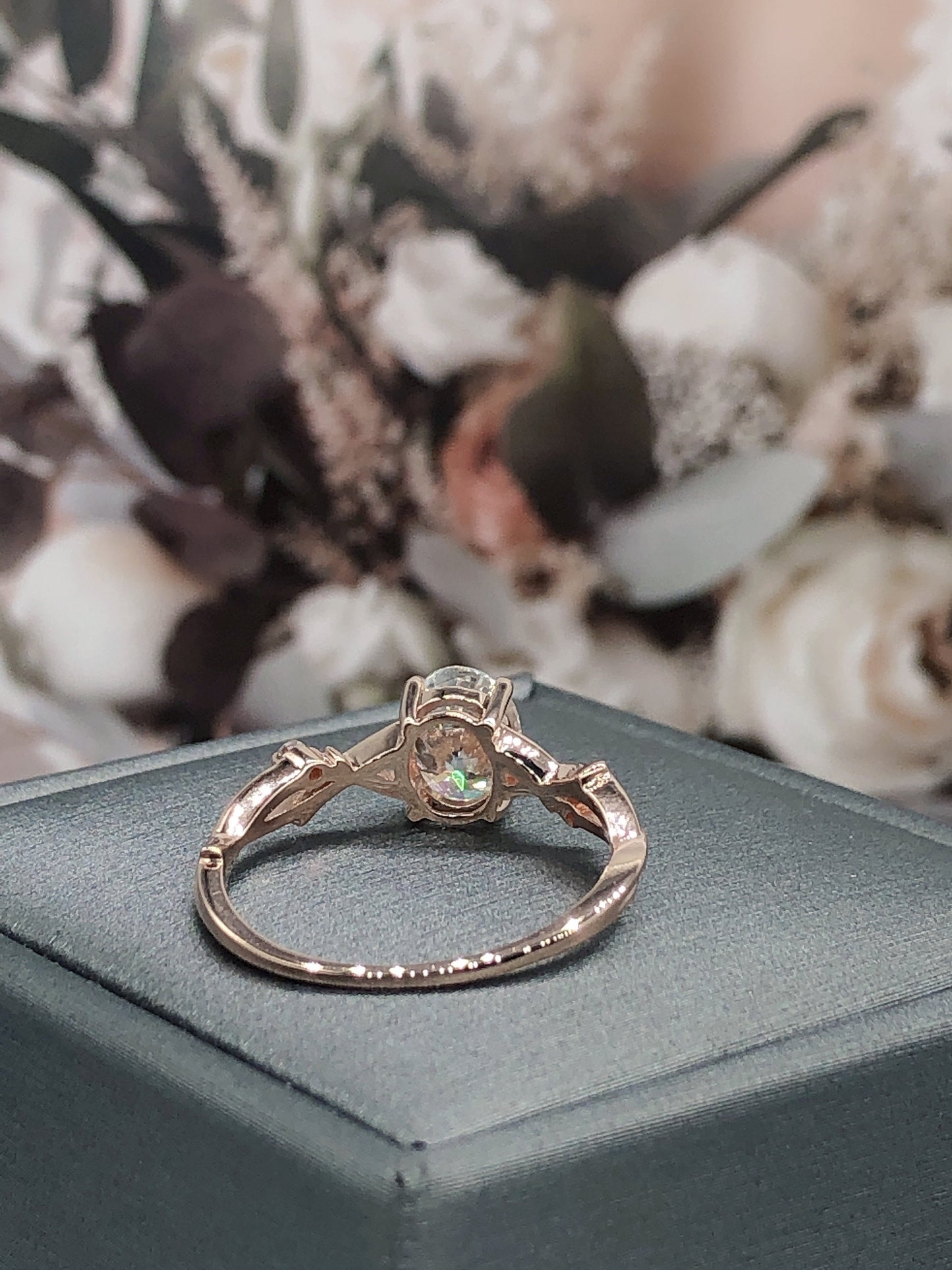 Twig Moissanite Engagement Ring,Oval Vintage Leaf Diamond Ring,Branch Ring Rose Gold,Twisted Ring,Promise Bridal Ring,Women Dainty Ring Gift