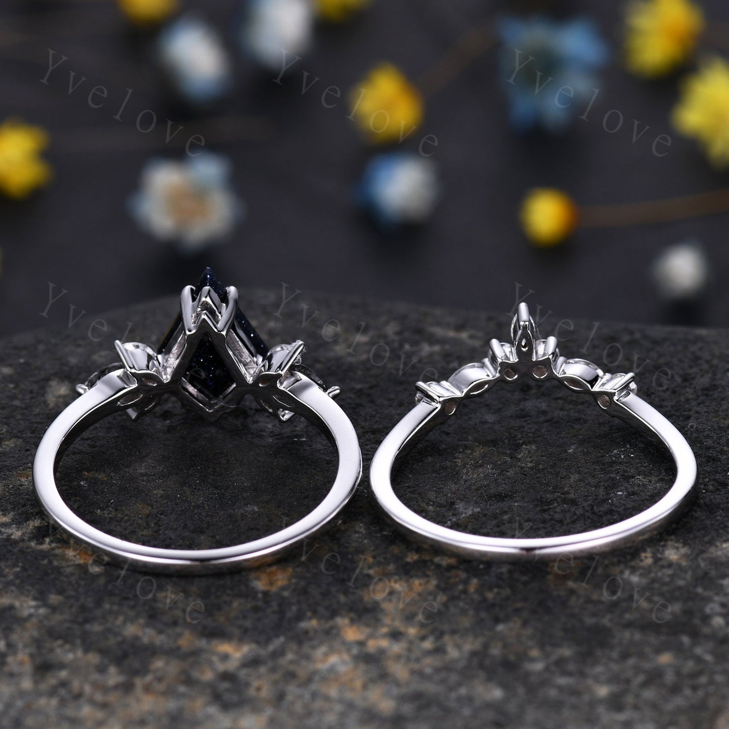 Vintage Kite Alexandrite Engagement Ring,Unique Bridal Ring Set,Marquise Moonstone Ring,Moissanite Ring Set For Women,Sterling Silver Ring