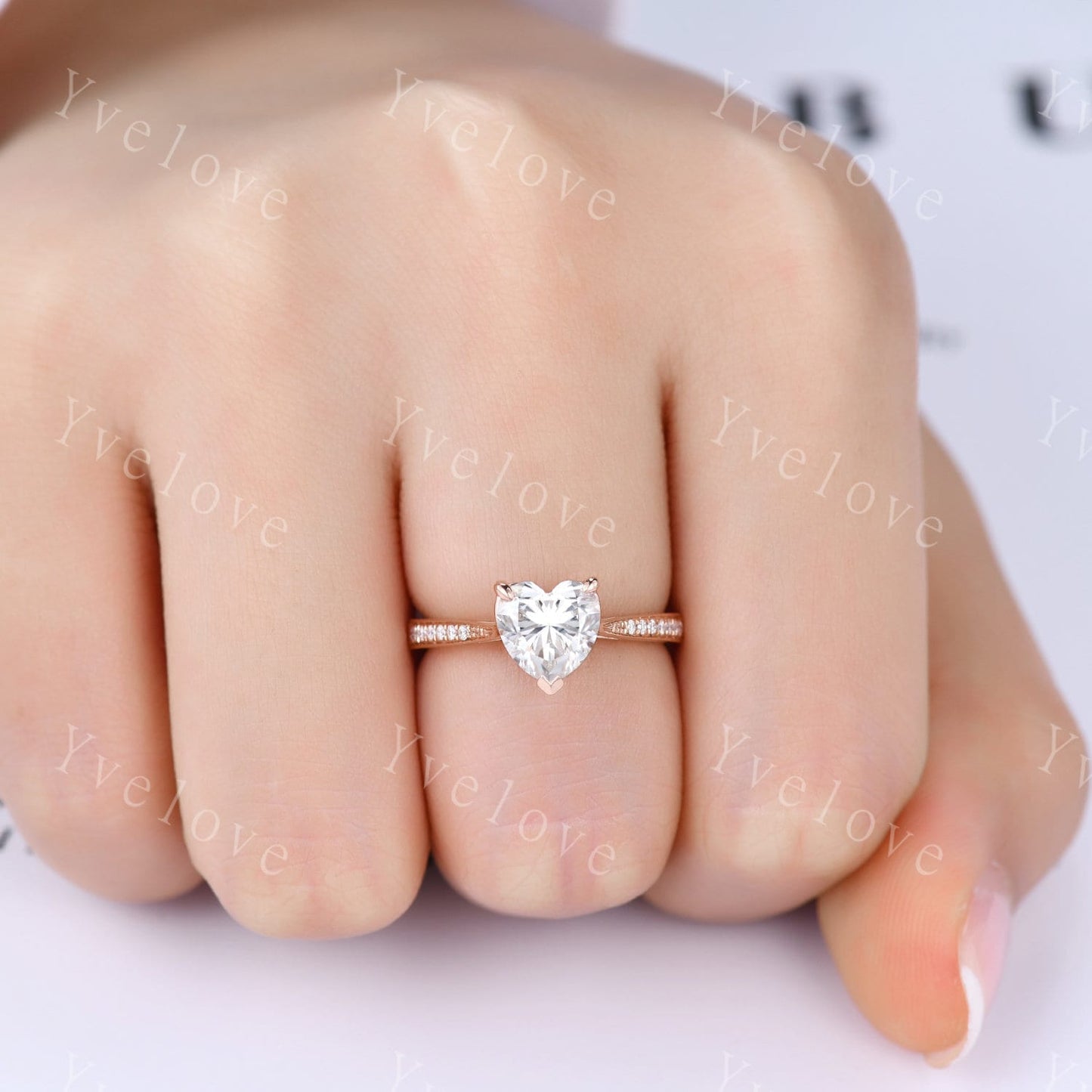 7mm heart shape Moissanite engagement ring unique diamond ring natural gemstone ring diamond wedding band 14k rose gold women bridal ring