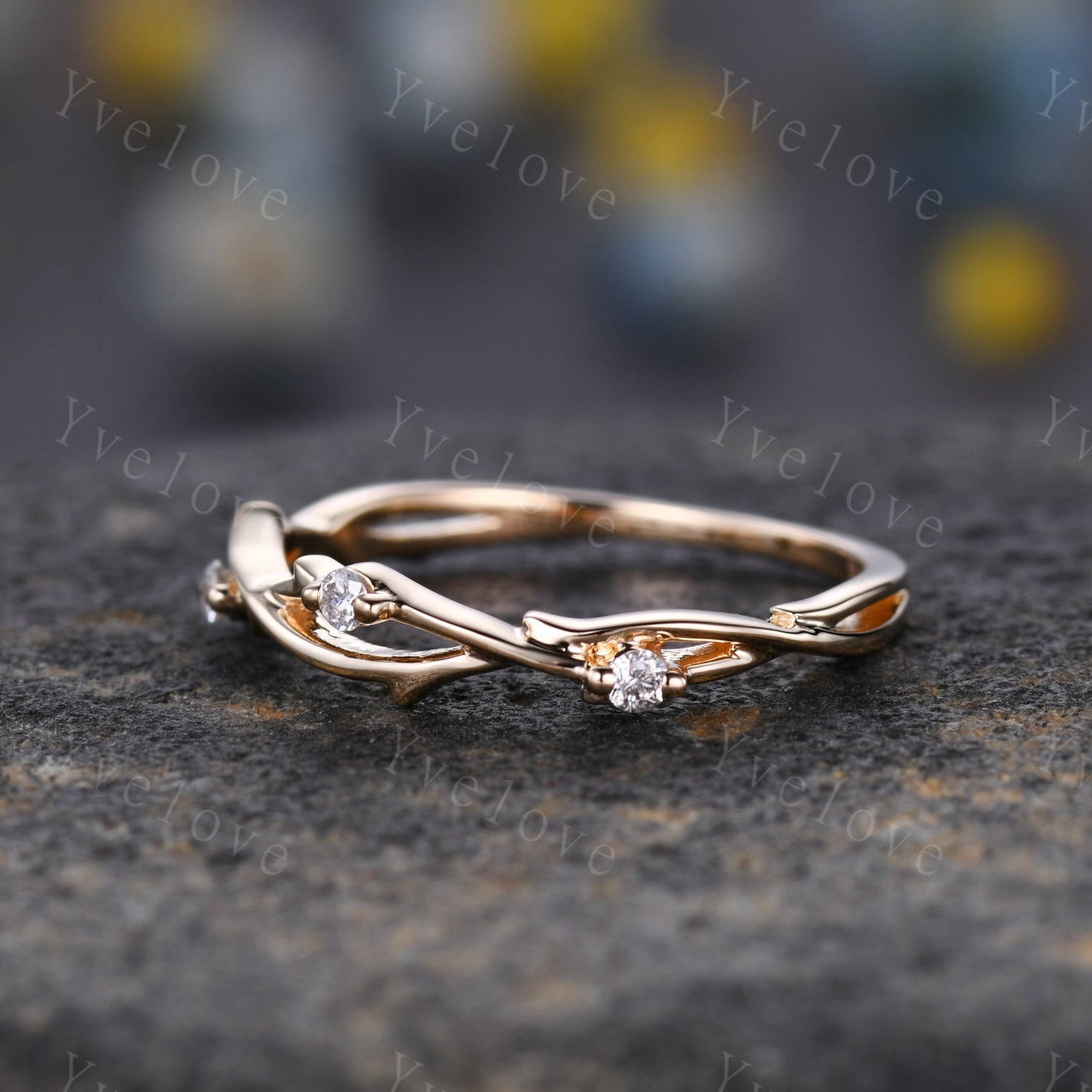 Minimalist Twig Engagement Ring,Twig Matching Band,Women Leaf Diamond Band ,Art Deco Branch Diamond Wedding Band,14k Gold,Twisted Band,Gift