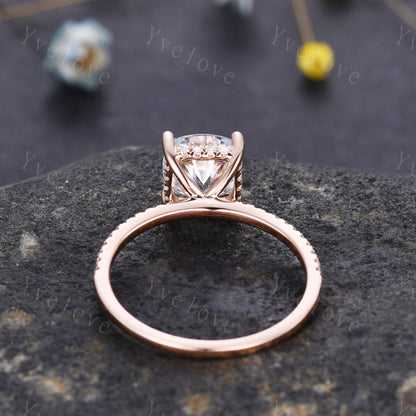 7mm cushion cut moissanite big moissanite engagement ring solid gold natural diamond wedding band hidden diamond band custom jewelry gift