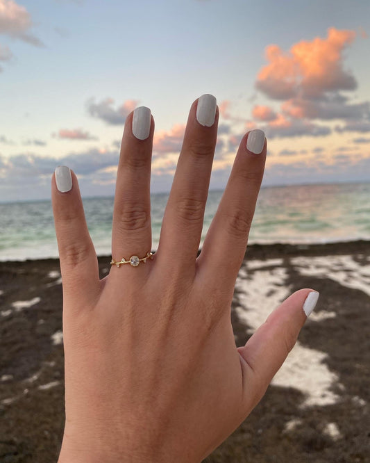 Dainty Moissanite Engagement Ring,Solid Gold Minimalist Ring,Twig Leaf Ring,Stacking Ring,Tiny Moissanite Ring,Unique Promise Ring For Her