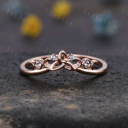 Celtic Knot Ring,Alexandrite Wedding band,Vintage Retro Solid Gold Ring Alexandrite Jewelry Stacking Matching Band Bridal Ring Gift For Her